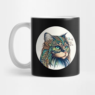 Colorful Cat Hippy Lover - Lady Cat BoHo Mug